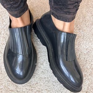 Melissa Black Rubber Slip-On Flats Comfort Women's Size 7 Casual Round Toe